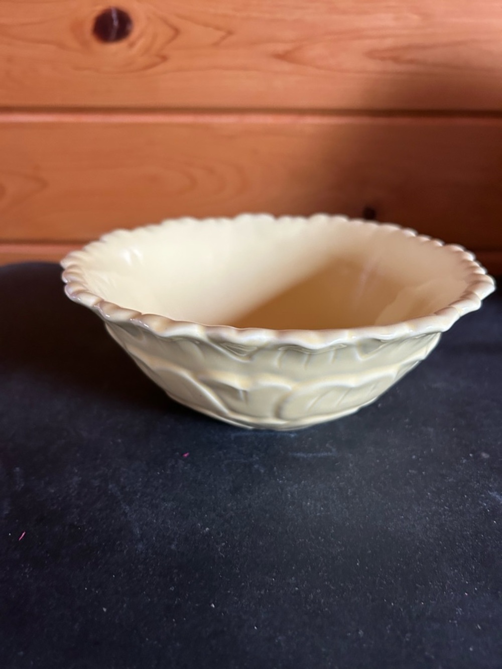TAG Soft Yellow Flower 🌼 Scalloped Ceramic  Bowl